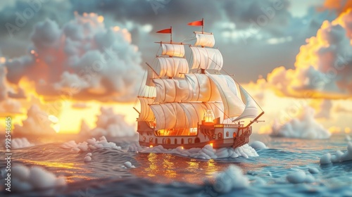 Celebrate Columbus Day with a Happy Typography Design on White Background - Vector Illustration