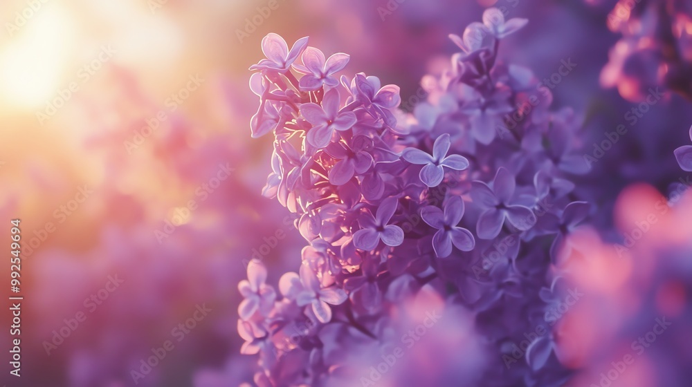 A stunning close-up of lilac flowers illuminated by warm sunlight, capturing the delicate beauty of spring blooms. A stunning close-up of lilac flowers illuminated by warm sunlight, capturing the delicate beauty of spring blooms.