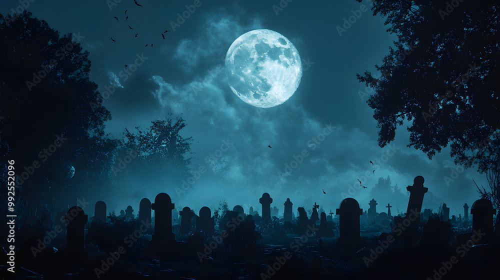 Eerie Halloween Full Moon Night Eerie Halloween Full Moon Night