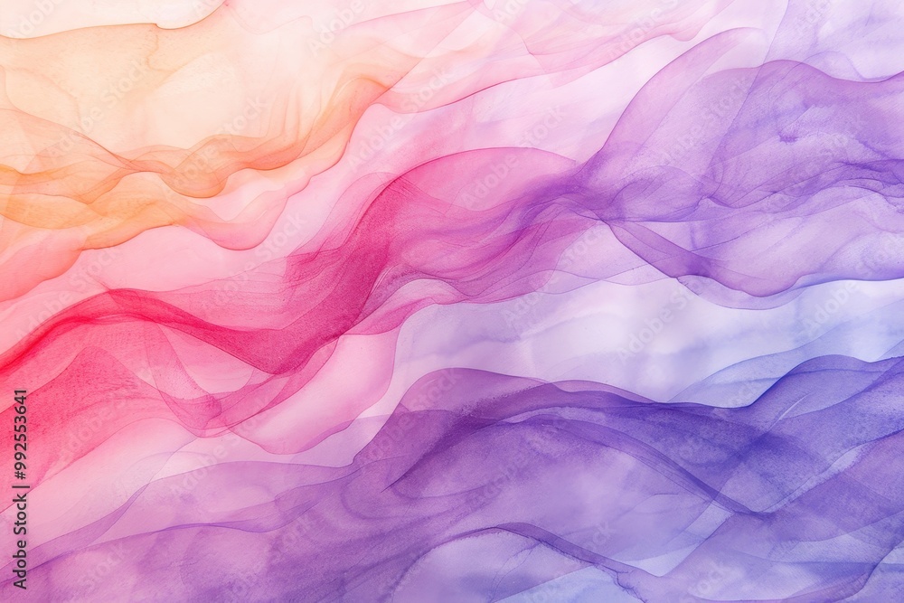 Obraz premium Pastel Elegance, a soothing watercolor illustration featuring soft, blended brush strokes in gentle hues, evoking tranquility and artistic expression in a dreamy landscape.