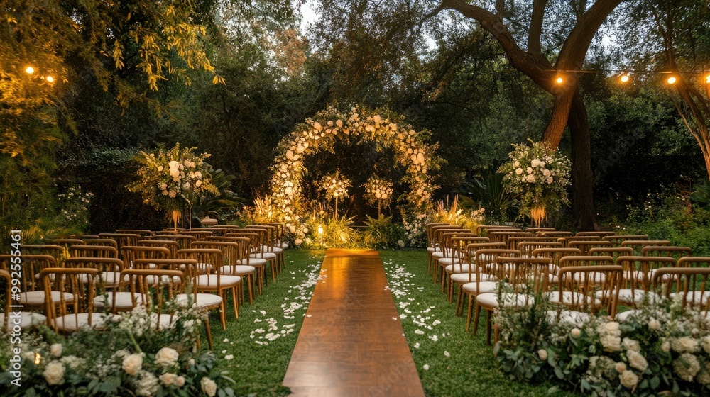 Fototapeta premium Elegant Outdoor Wedding Ceremony Setup