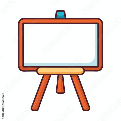 Empty whiteboard. Clean office whiteboard isolated cartoon vector illustration of blank board for business, clean empty frame.