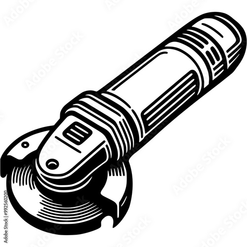 Hand sander in monochrome. Electric construction tool. Simple minimalistic vector in black ink drawing on transparent background