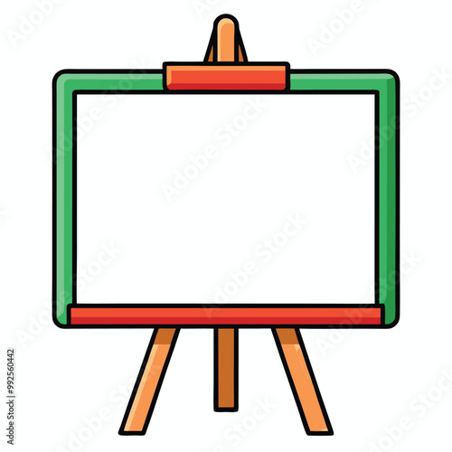 Empty whiteboard. Clean office whiteboard isolated cartoon vector illustration of blank board for business, clean empty frame.