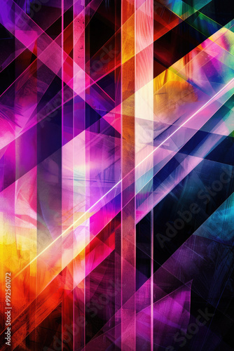 Vibrant abstract background featuring fusion of colors and geometric shapes, creating dynamic and energetic visual experience. interplay of light and color evokes sense of creativity and modernity