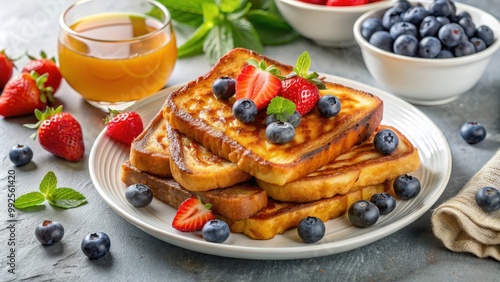 National French toast day celebration with delicious French toast, maple syrup photo