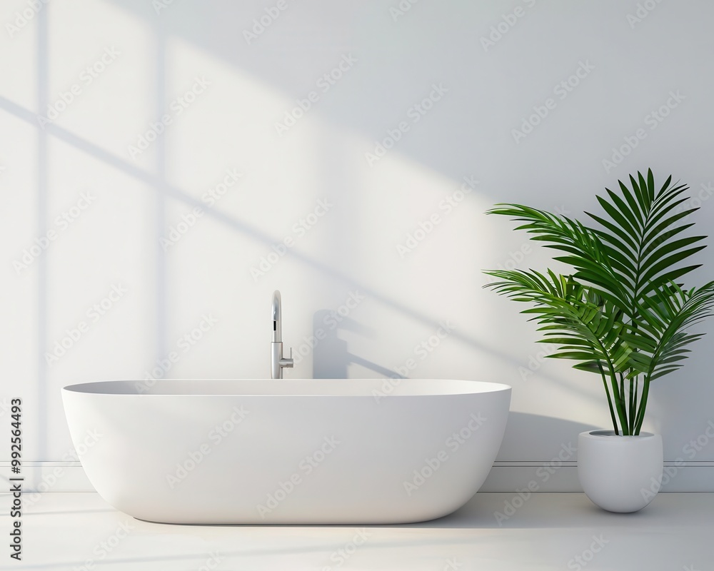 Compact container bathroom, white walls, and large window facing a rocky coastline, minimal design Compact container bathroom, white walls, and large window facing a rocky coastline, minimal design