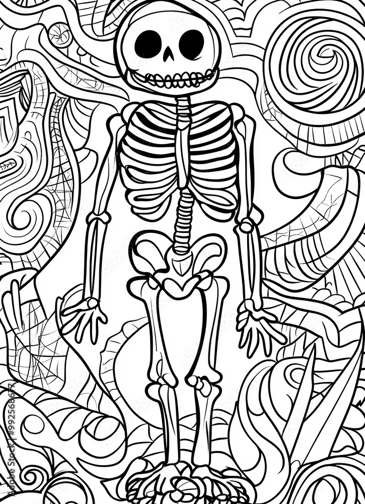 Skeleton Illustration with Abstract Background Skeleton Illustration with Abstract Background