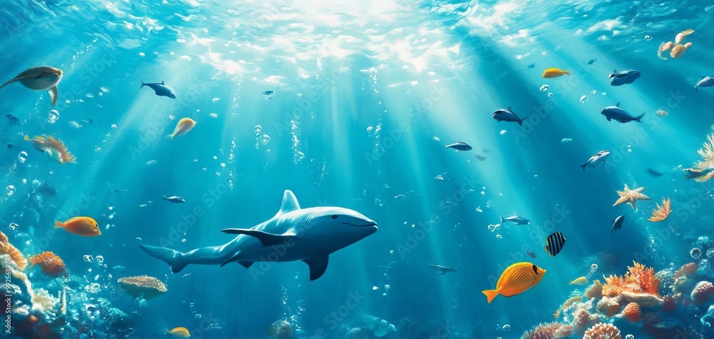 Obraz premium Animals Aquatic Life Collage