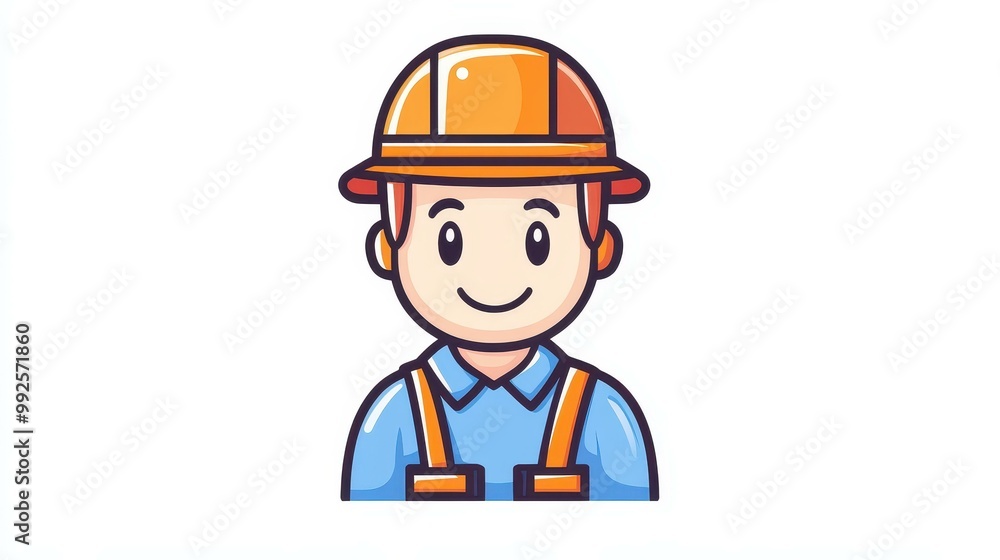 A sleek helmetwearing engineer icon for Labor Day, perfect for mobile apps and web interfaces, in a modern 2D style. A sleek helmetwearing engineer icon for Labor Day, perfect for mobile apps and web interfaces, in a modern 2D style.