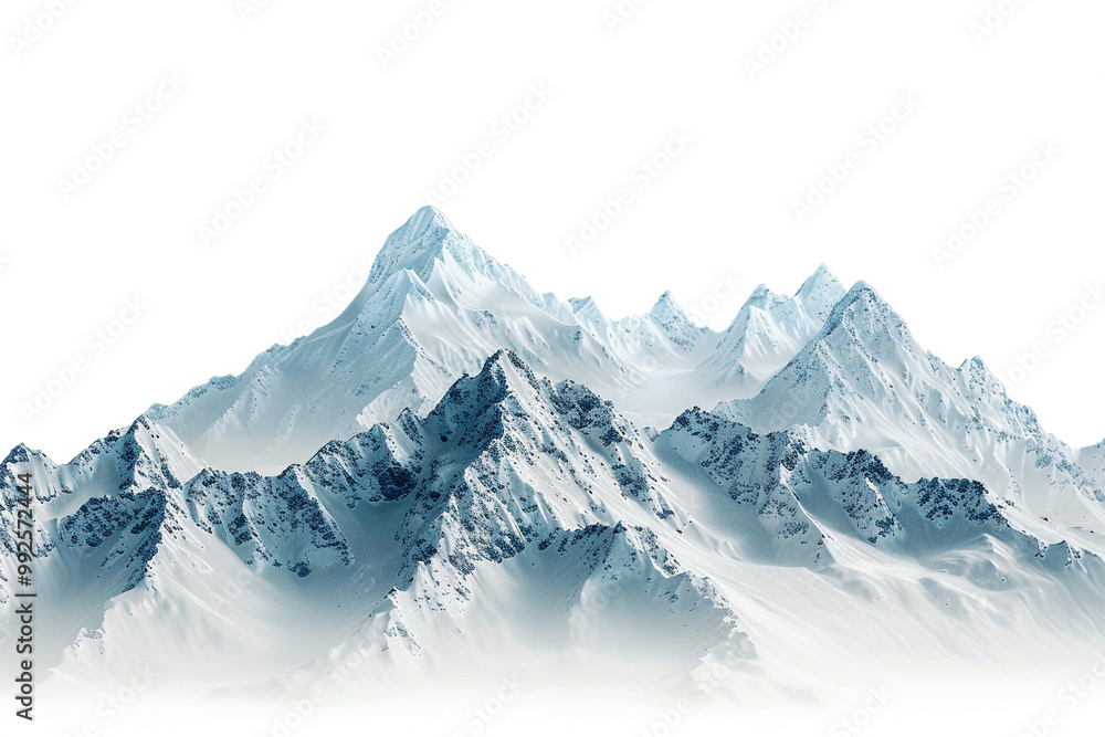 Obraz premium Snow mountain on the horizon, isolated against a transparent background