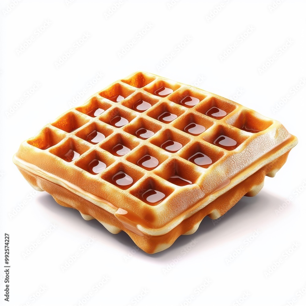 3D cartoon-style waffle, isolated on a white background, featuring a fun and whimsical design with exaggerated textures. 3D cartoon-style waffle, isolated on a white background, featuring a fun and whimsical design with exaggerated textures.
