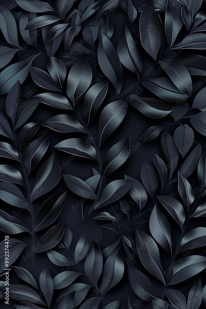 3d black plant pattern with organic leaves for nature inspired backgrounds 3d black plant pattern with organic leaves for nature inspired backgrounds