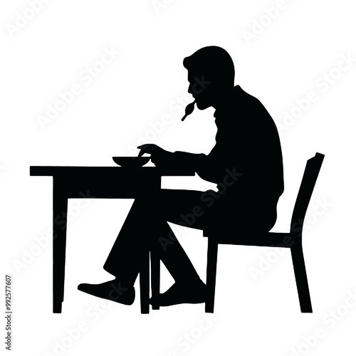 man eating in cafe
