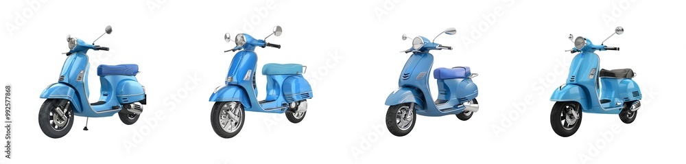 Classic Scooter Collection Isolated on Transparent Background Classic Scooter Collection Isolated on Transparent Background