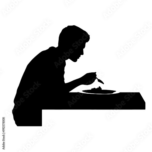 man eating in cafe
