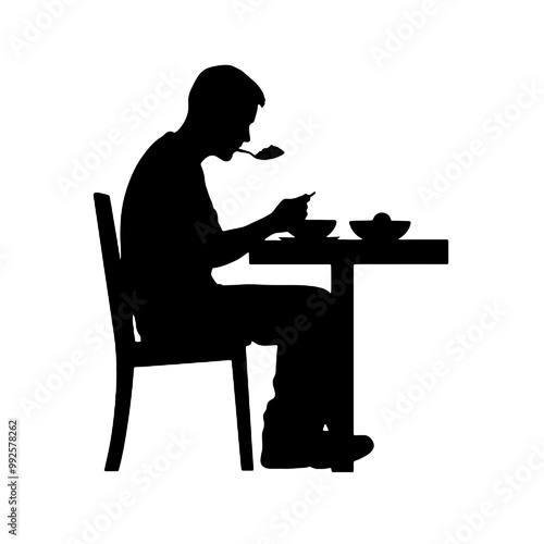 man eating in cafe
