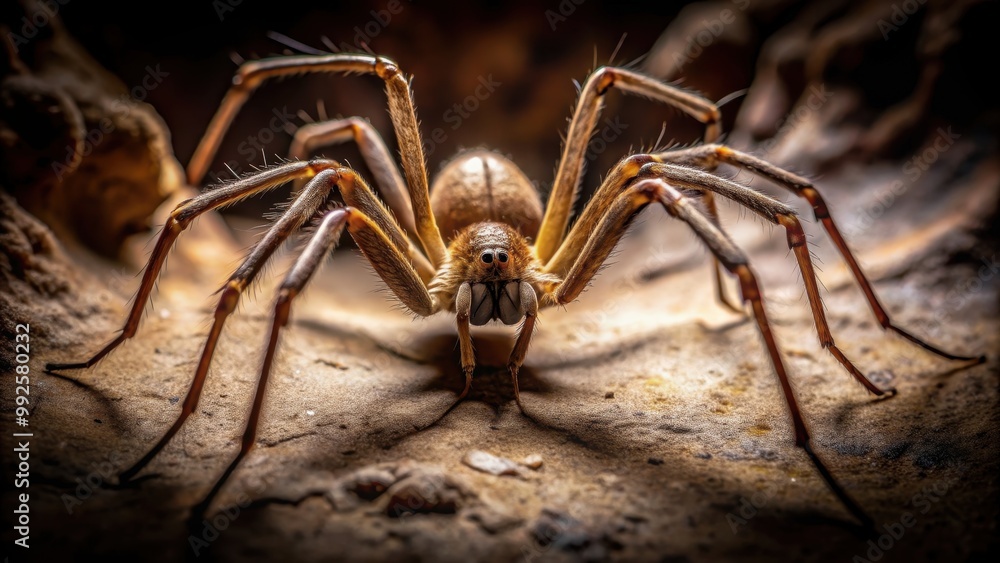 Stealthy recluse spider hiding in the shadows , spider, recluse, stealthy, hidden, arachnid, dangerous, venomous, isolated Stealthy recluse spider hiding in the shadows , spider, recluse, stealthy, hidden, arachnid, dangerous, venomous, isolated