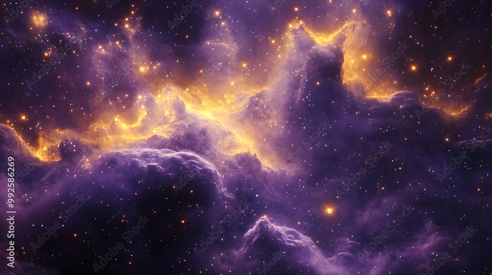 Fototapeta premium Glowing Stars in Cosmic Space Scene