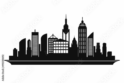 

Hong Kong Skyline Silhouette Vector, Hong Kong City Silhouettes Clipart
