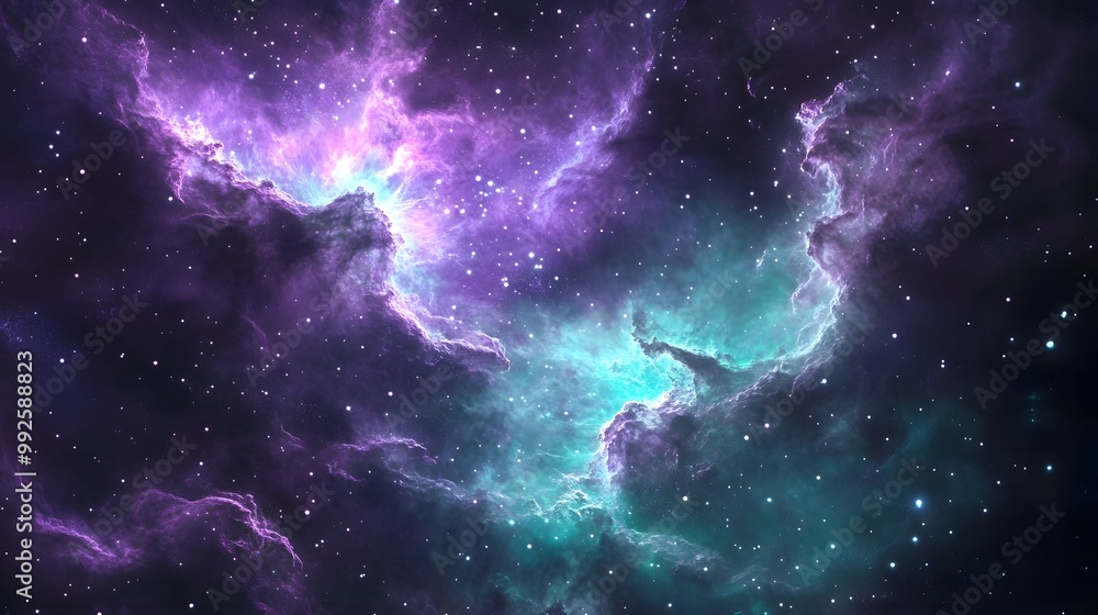 Cosmic Dance of Purple and Teal Nebula Cosmic Dance of Purple and Teal Nebula