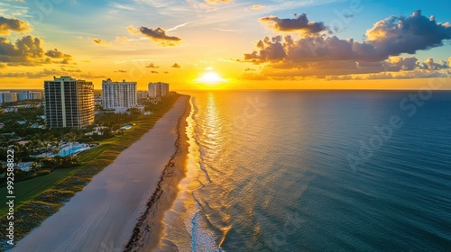 USA, Florida, Boca Raton, Sun rising above sea