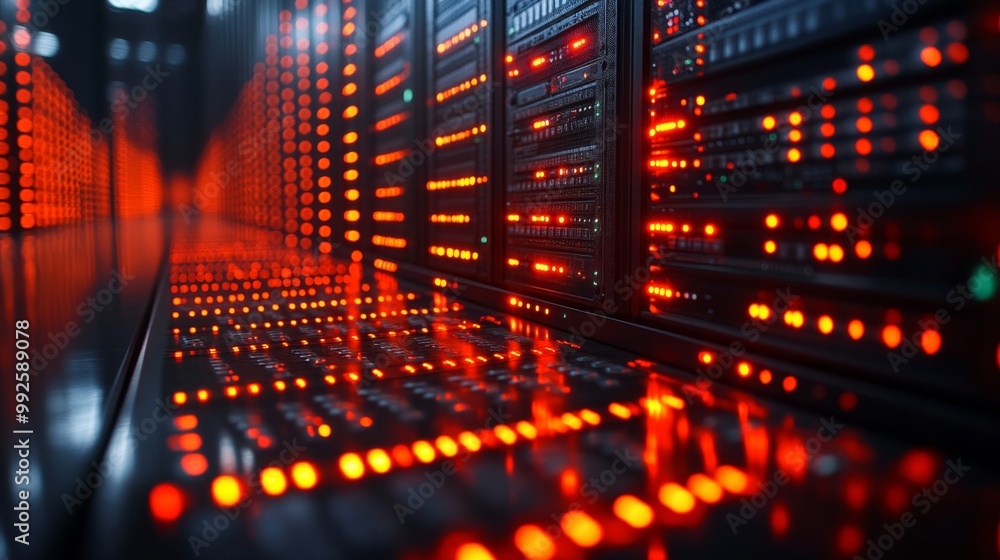 Server Room with Red LED Lights Server Room with Red LED Lights