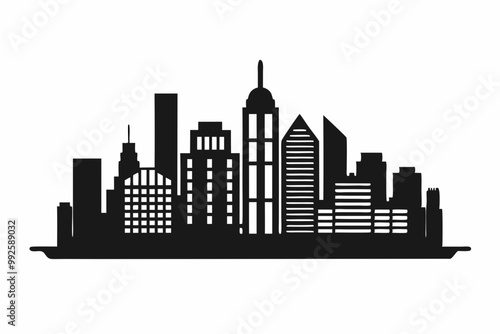 Hong Kong Skyline Silhouette Vector, Hong Kong City Silhouettes Clipart 