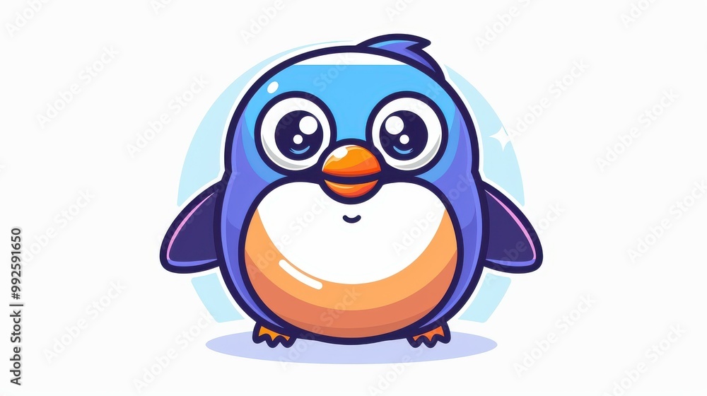 Obraz premium A charming cartoon penguin, full of personality, perfect for kids who love cute animal illustrations.