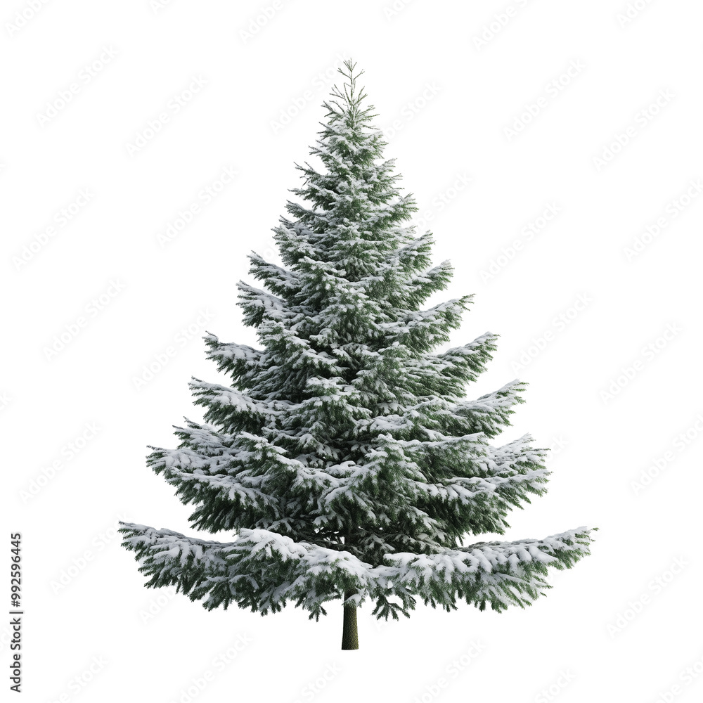 Snowy Christmas pine tree isolated on white background. Full depth of field Snowy Christmas pine tree isolated on white background. Full depth of field