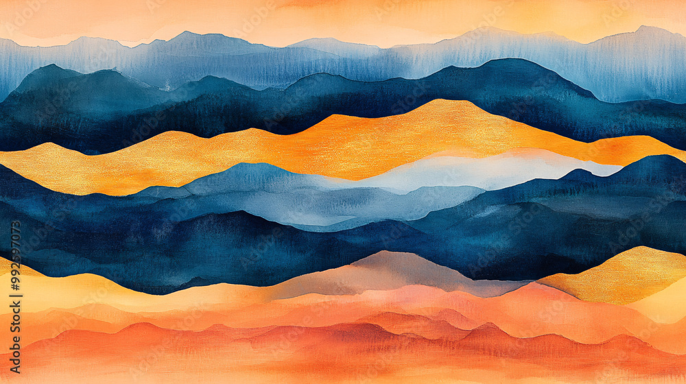 Abstract art pieces featuring color combinations, textures, geometric patterns, and golden elements, including watercolor landscapes and graphic compositions with golden lines Abstract art pieces featuring color combinations, textures, geometric patterns, and golden elements, including watercolor landscapes and graphic compositions with golden lines