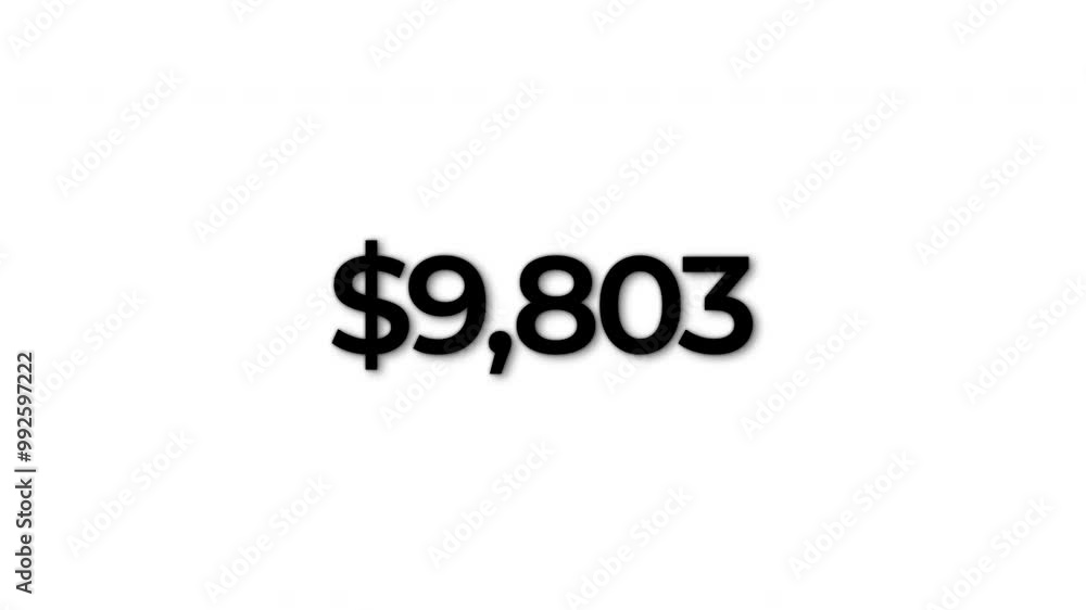 Decrease Money Animation, Earning 10K Dollar with White Background Decrease Money Animation, Earning 10K Dollar with White Background