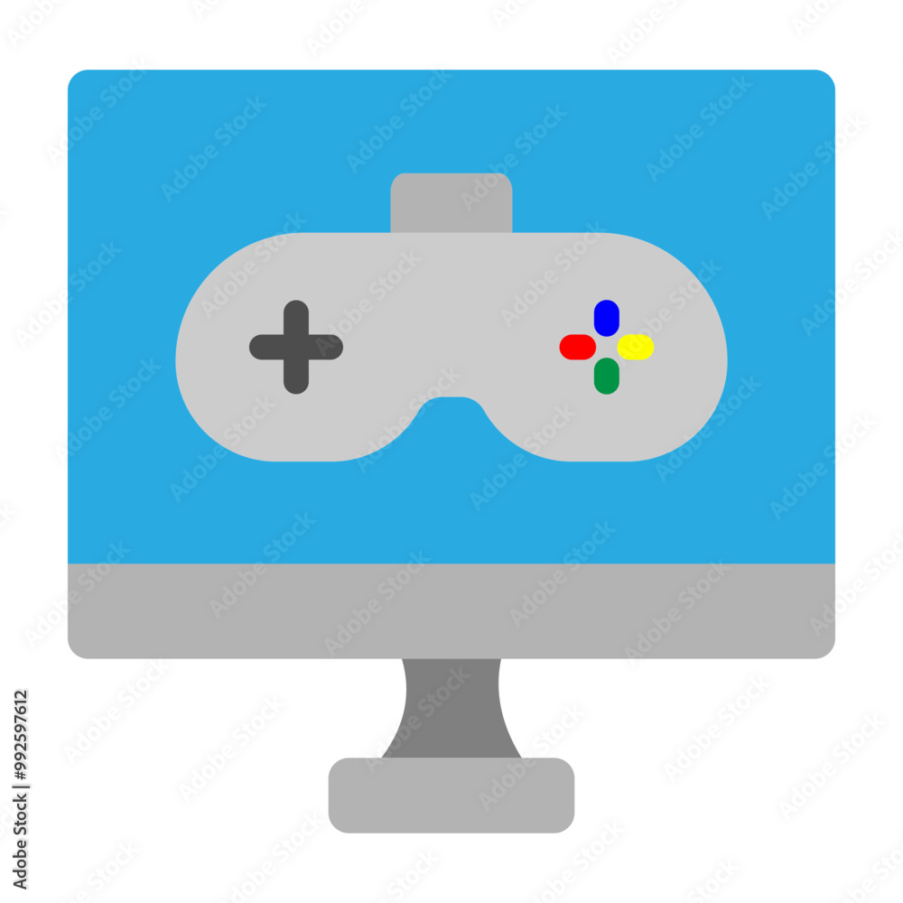 Gaming Monitor Vector Flat Icon Design Gaming Monitor Vector Flat Icon Design