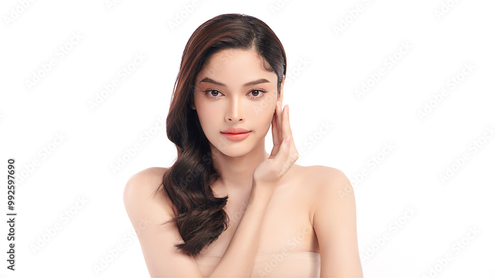 Beautiful young asian woman with clean fresh skin on white background, Face care, Facial treatment, Cosmetology, beauty and spa, Asian women portrait. Beautiful young asian woman with clean fresh skin on white background, Face care, Facial treatment, Cosmetology, beauty and spa, Asian women portrait.
