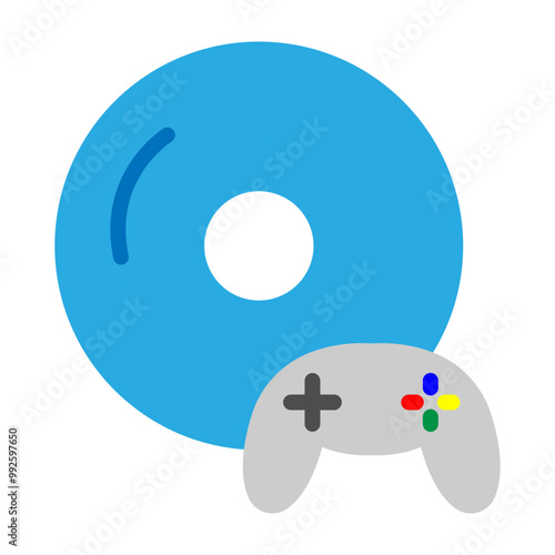 Game Disc Vector Flat Icon Design