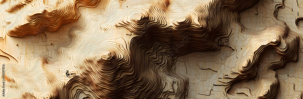 Detailed Topographic Map with Layered Sand and Earth Tones Detailed Topographic Map with Layered Sand and Earth Tones