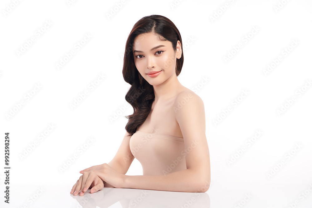 Beautiful young asian woman with clean fresh skin on white background, Face care, Facial treatment, Cosmetology, beauty and spa, Asian women portrait. Beautiful young asian woman with clean fresh skin on white background, Face care, Facial treatment, Cosmetology, beauty and spa, Asian women portrait.