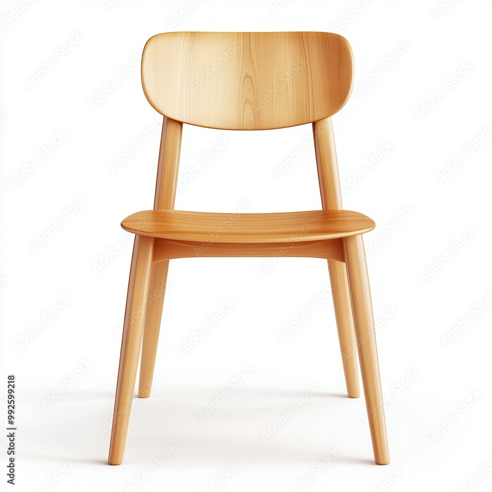 Wooden dining chair with curved backrest and minimalist design Wooden dining chair with curved backrest and minimalist design