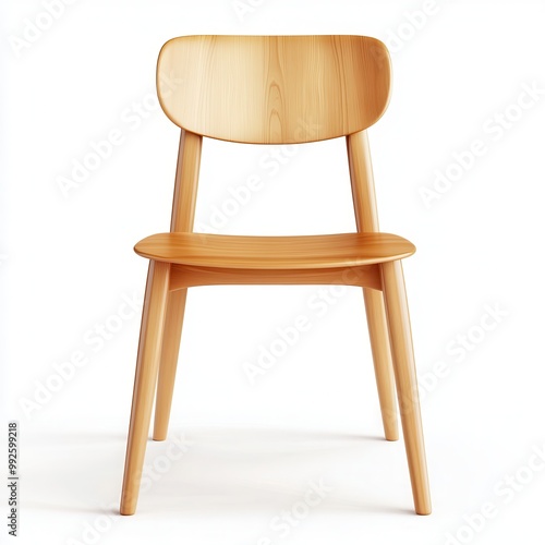 Wooden dining chair with curved backrest and minimalist design