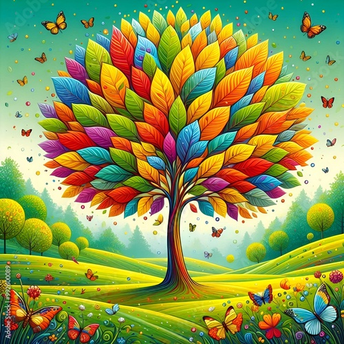 tree with colorful leeves photo