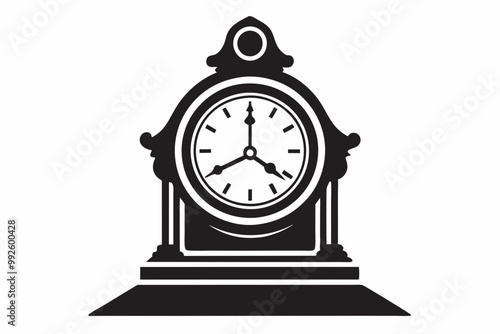 

Vintage Clock Silhouette, Old Decorative Clock Vector Illustration