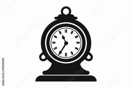 

Vintage Clock Silhouette, Old Decorative Clock Vector Illustration