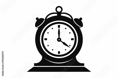 

Vintage Clock Silhouette, Old Decorative Clock Vector Illustration