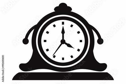 

Vintage Clock Silhouette, Old Decorative Clock Vector Illustration