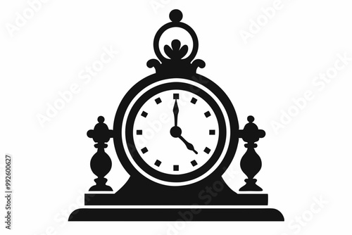 

Vintage Clock Silhouette, Old Decorative Clock Vector Illustration