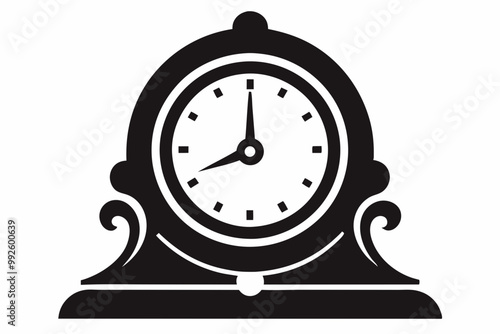 

Vintage Clock Silhouette, Old Decorative Clock Vector Illustration
