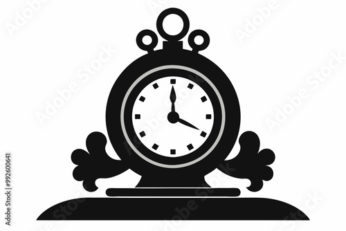 

Vintage Clock Silhouette, Old Decorative Clock Vector Illustration