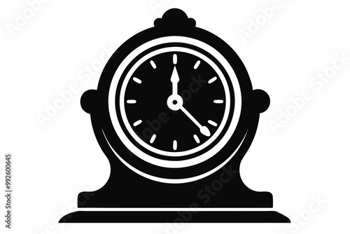 

Vintage Clock Silhouette, Old Decorative Clock Vector Illustration