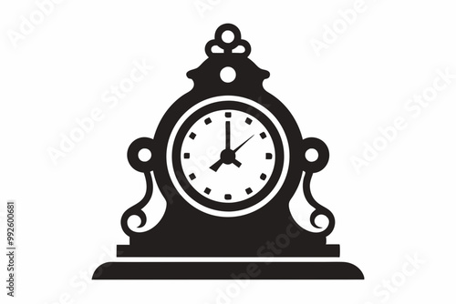 

Vintage Clock Silhouette, Old Decorative Clock Vector Illustration