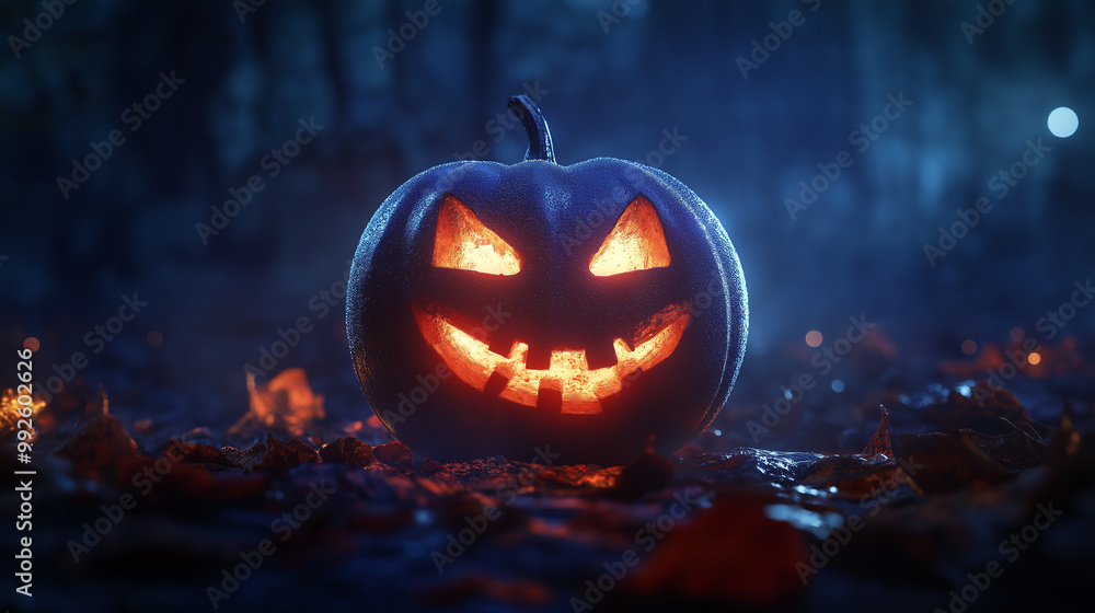 A pumpkin with a smiley face and a light inside of it A pumpkin with a smiley face and a light inside of it